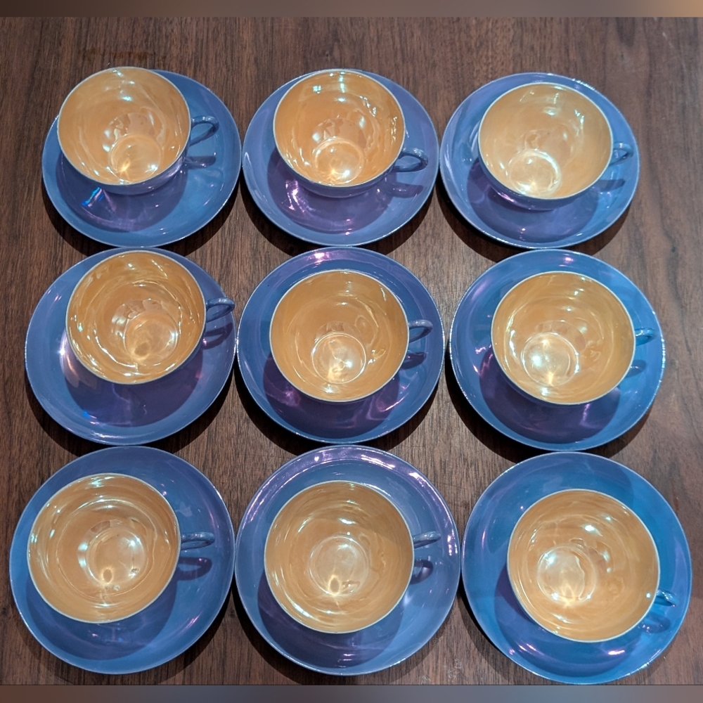 Vintage Meito China Tea Cups & Saucers – Set of 9 – Hand Painted – Made in Japan - Picture 2 of 8